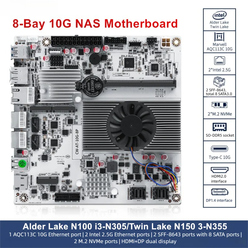Motherboard NAS 8-Bay 10G Inte - Nas Motherboard 8 Sata Mini Itx ulasan dan harga